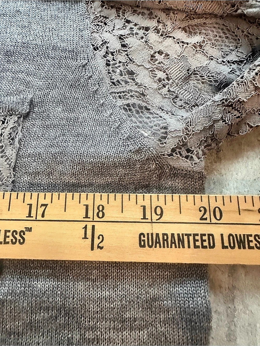 Soft Surroundings Lace Sleeve V-Neck Gray Wool Blend Top in Large NWT - Picture 6 of 6